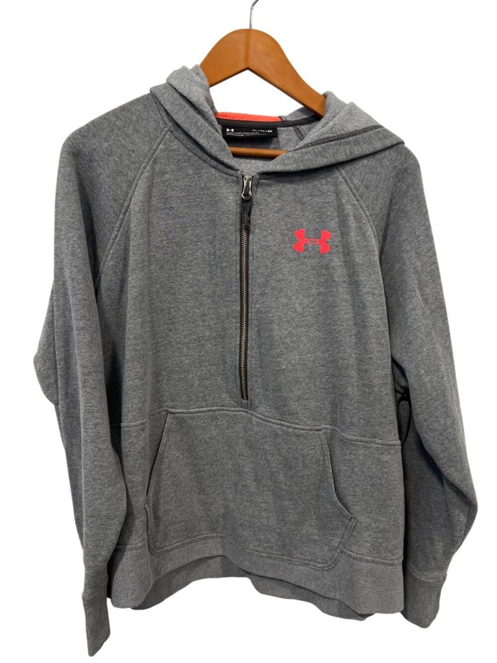 Under Armour Pullover Hoodie XL Loose Fit Half Zip Fleece Gray Athleisure Sporty
